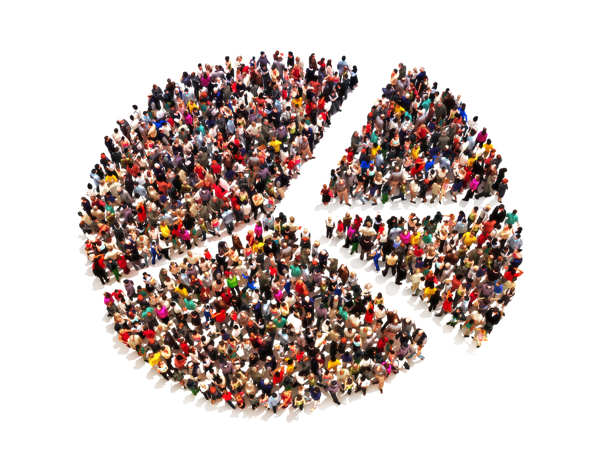 diversity and inclusion data - People in the shape of a pie graph