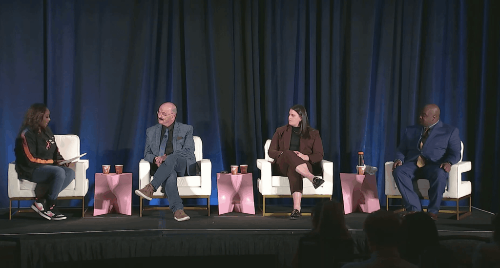 Diversity Atlas CEO Peter Mousaferiadis at the launch of the AWS inclusion playbook with AWS Global Head of ID&E LaDavia S. Drane, Kelly Lukschander from Blue Ocean Brain and Neal Cauley from Amazon QuickSight