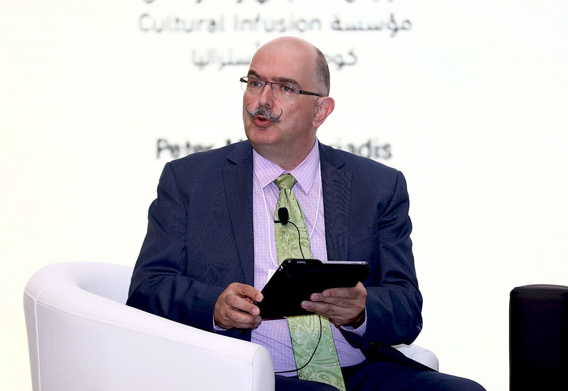 Peter Mousaferiadis speaking about culture at Dubai World Tolerance Summit 18 November 2024