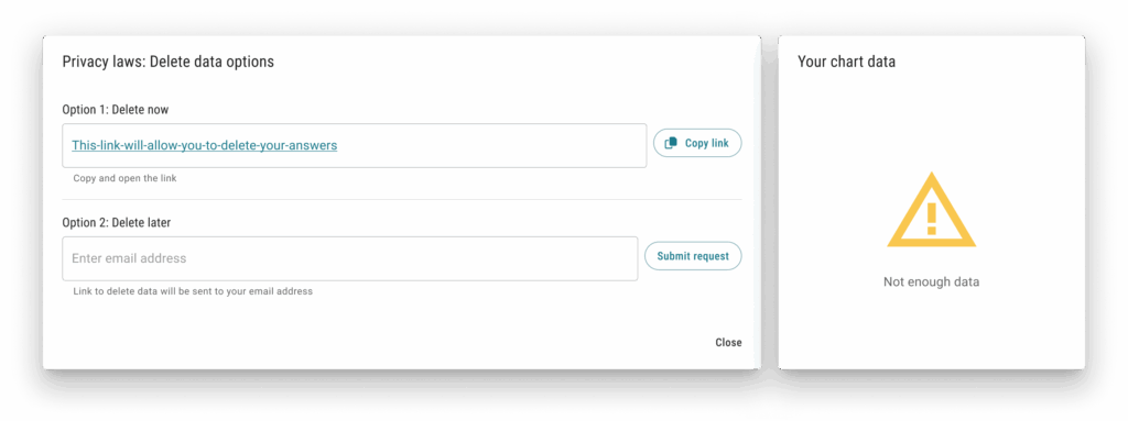 Anonymous DEI surveys with an option to delete user's data